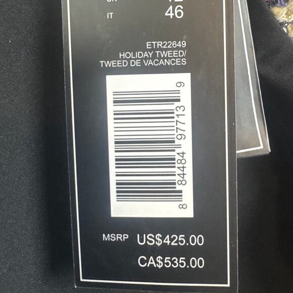 Elie Tahari Tweed Double Breasted Blazer Multi Color Burgundy Tailored SZ 8 NWT - Picture 9 of 11